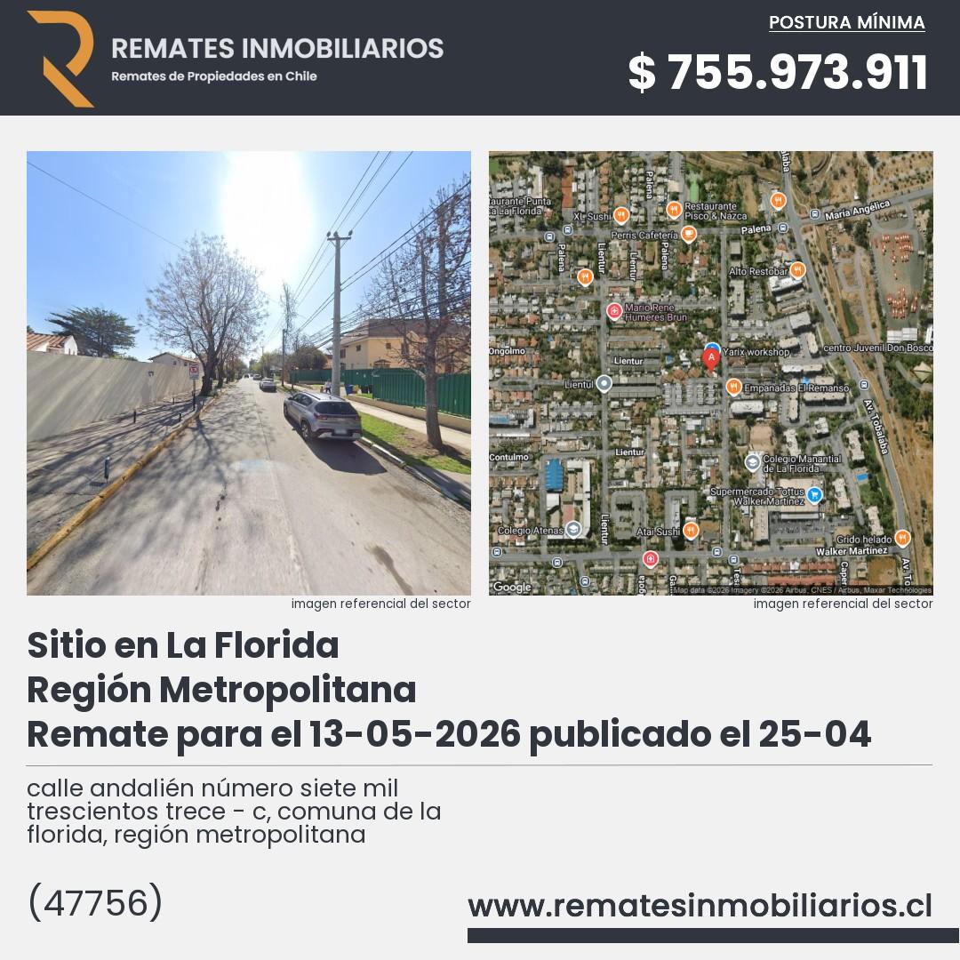 Imagen ficha calle andalién número siete mil trescientos trece - c, comuna de la florida, región metropolitana