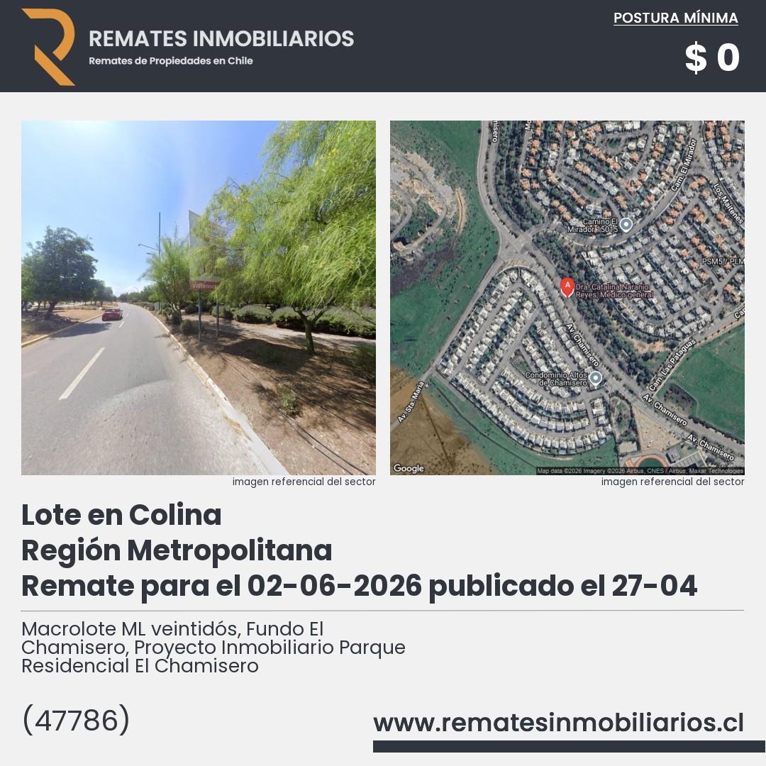 Imagen ficha Macrolote ML veintidós, Fundo El Chamisero, Proyecto Inmobiliario Parque Residencial El Chamisero