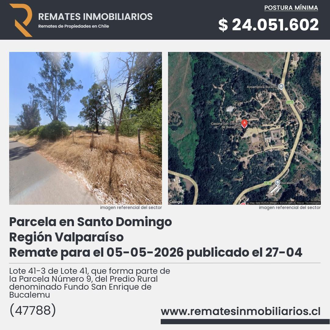 Imagen ficha Lote 41-3 de Lote 41, que forma parte de la Parcela Número 9, del Predio Rural denominado Fundo San Enrique de Bucalemu