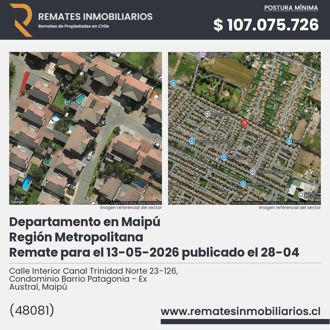 Imagen ficha Calle Interior Canal Trinidad Norte 23-126, Condominio Barrio Patagonia - Ex Austral, Maipú