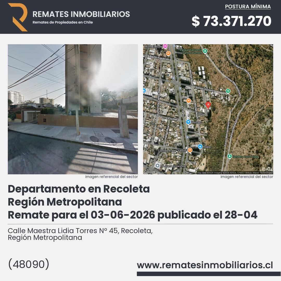 Imagen ficha Calle Maestra Lidia Torres Nº 45, Recoleta, Región Metropolitana