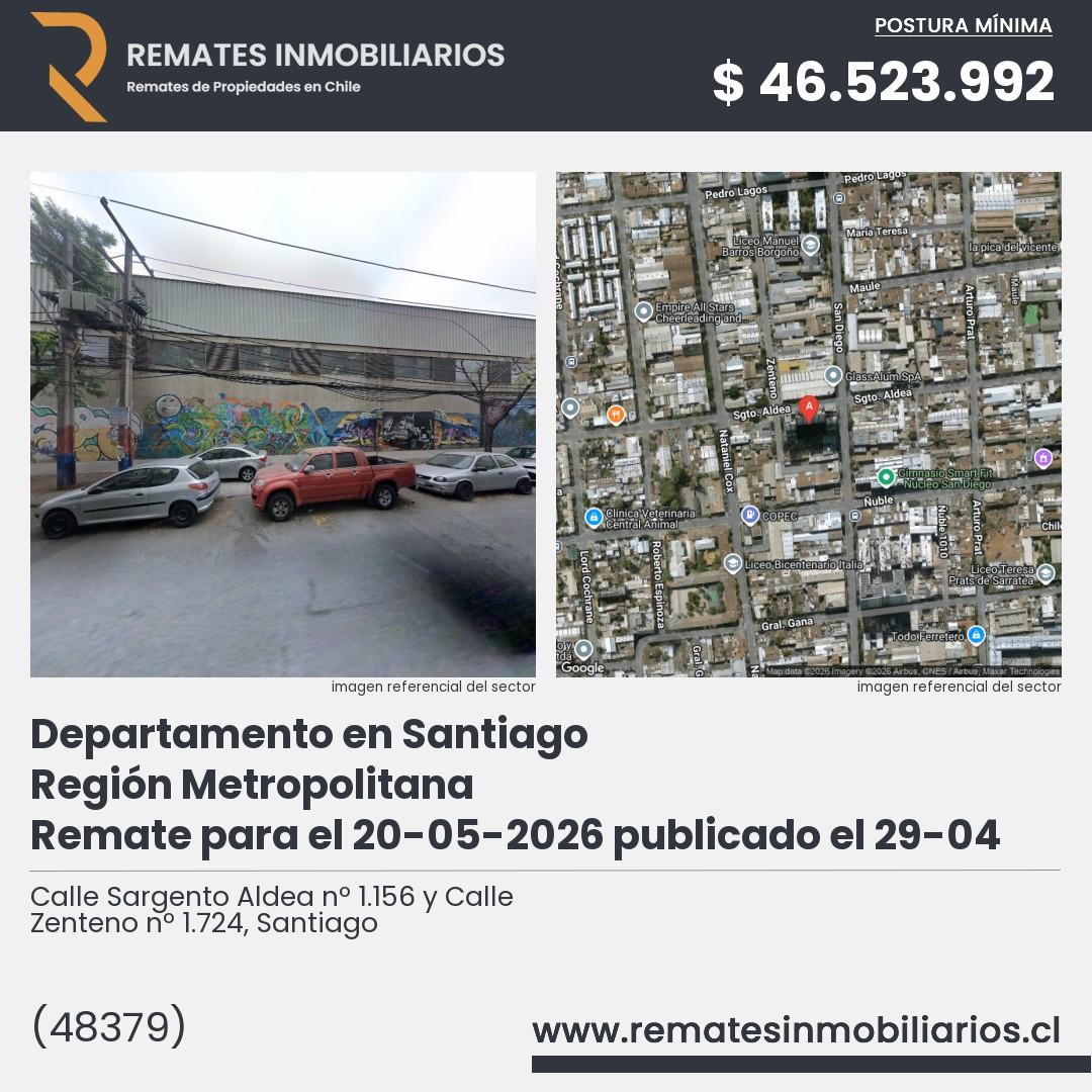 Imagen ficha Calle Sargento Aldea nº 1.156 y Calle Zenteno nº 1.724, Santiago