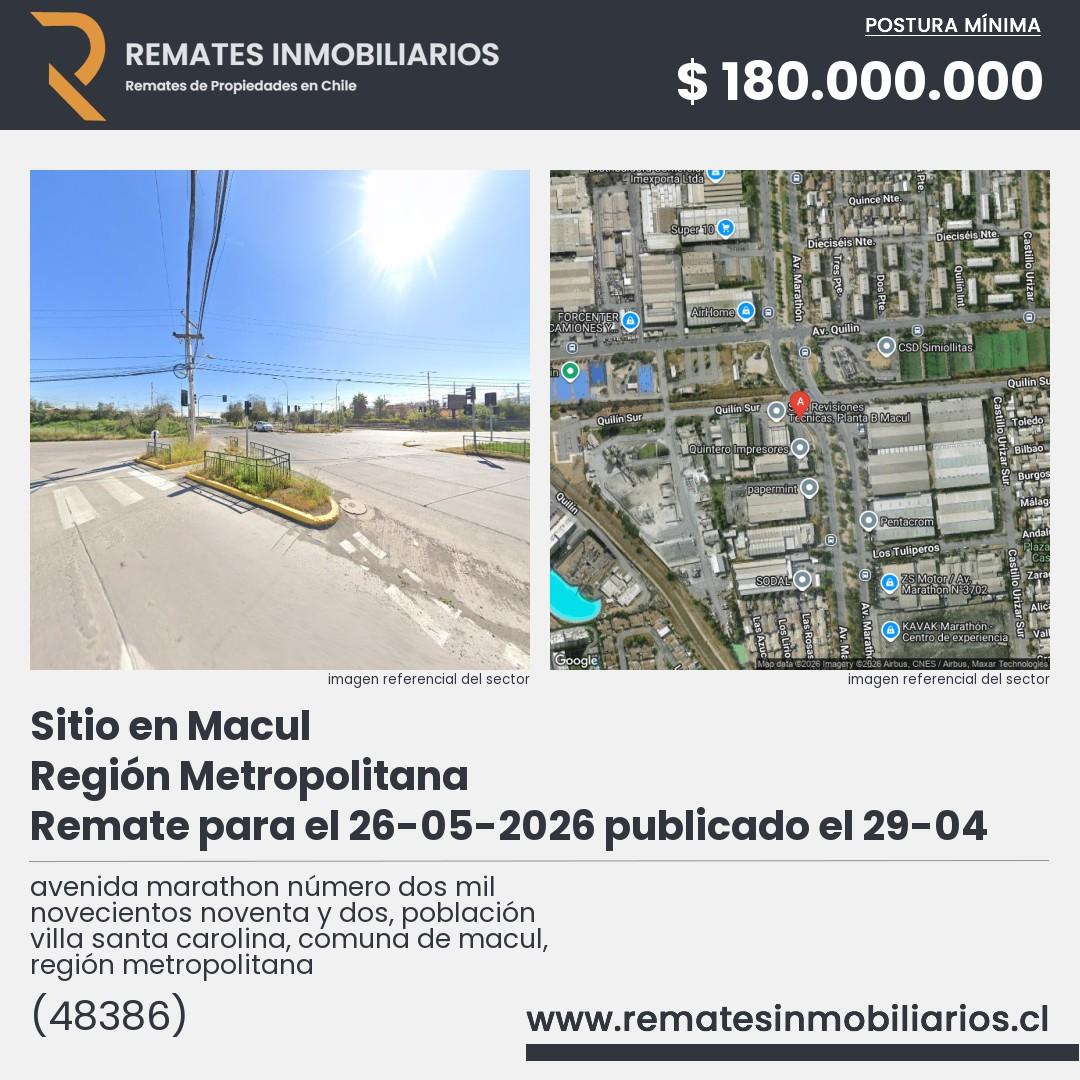 Imagen ficha avenida marathon número dos mil novecientos noventa y dos, población villa santa carolina, comuna de macul, región metropolitana