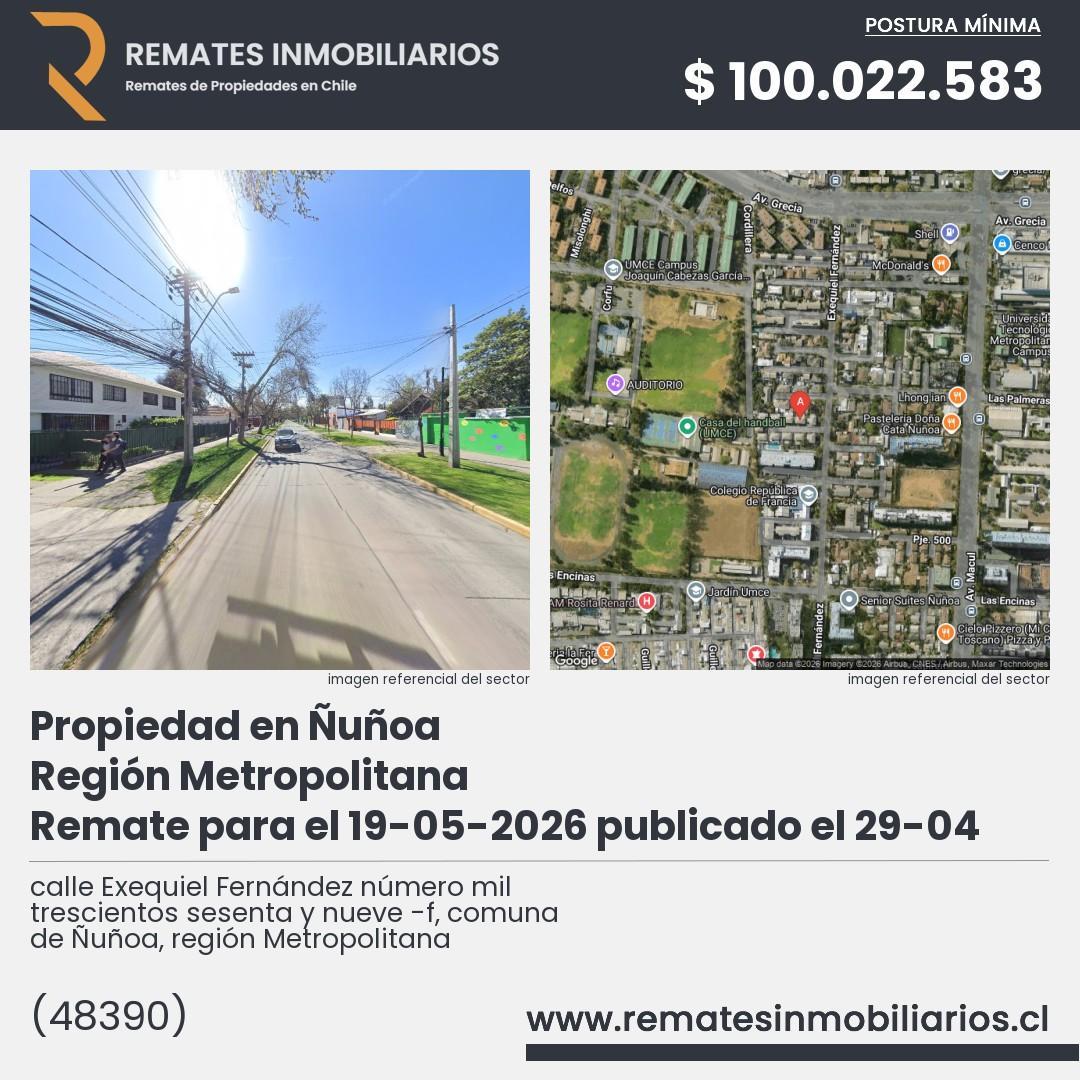 Imagen ficha calle Exequiel Fernández número mil trescientos sesenta y nueve -f, comuna de Ñuñoa, región Metropolitana