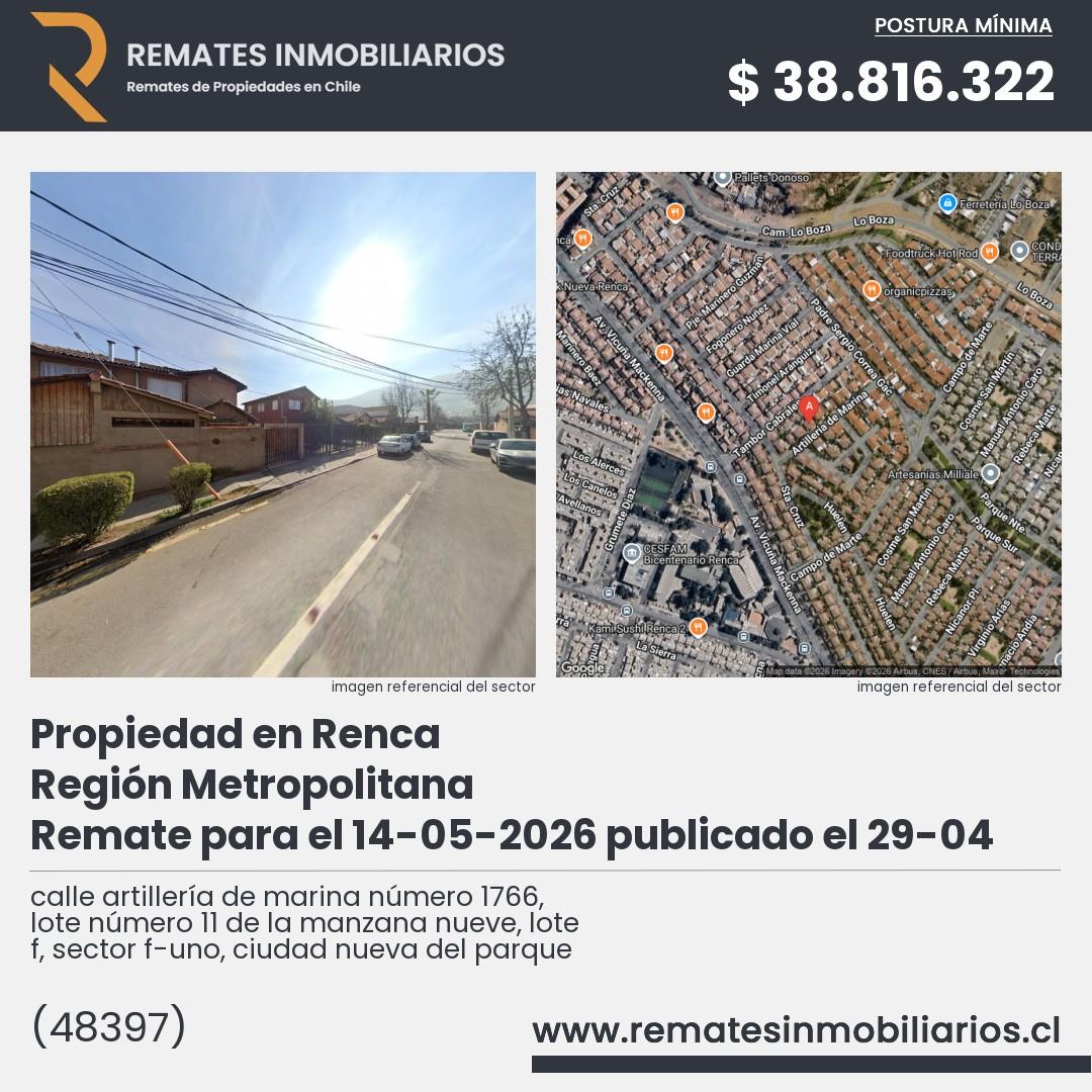 Imagen ficha calle artillería de marina número 1766, lote número 11 de la manzana nueve, lote f, sector f-uno, ciudad nueva del parque