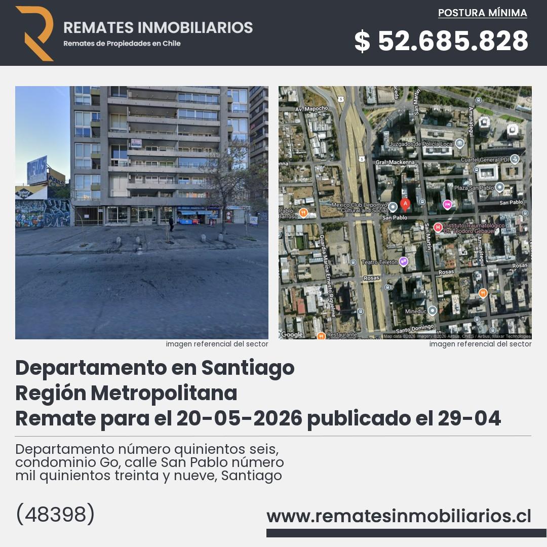 Imagen ficha Departamento número quinientos seis, condominio Go, calle San Pablo número mil quinientos treinta y nueve, Santiago