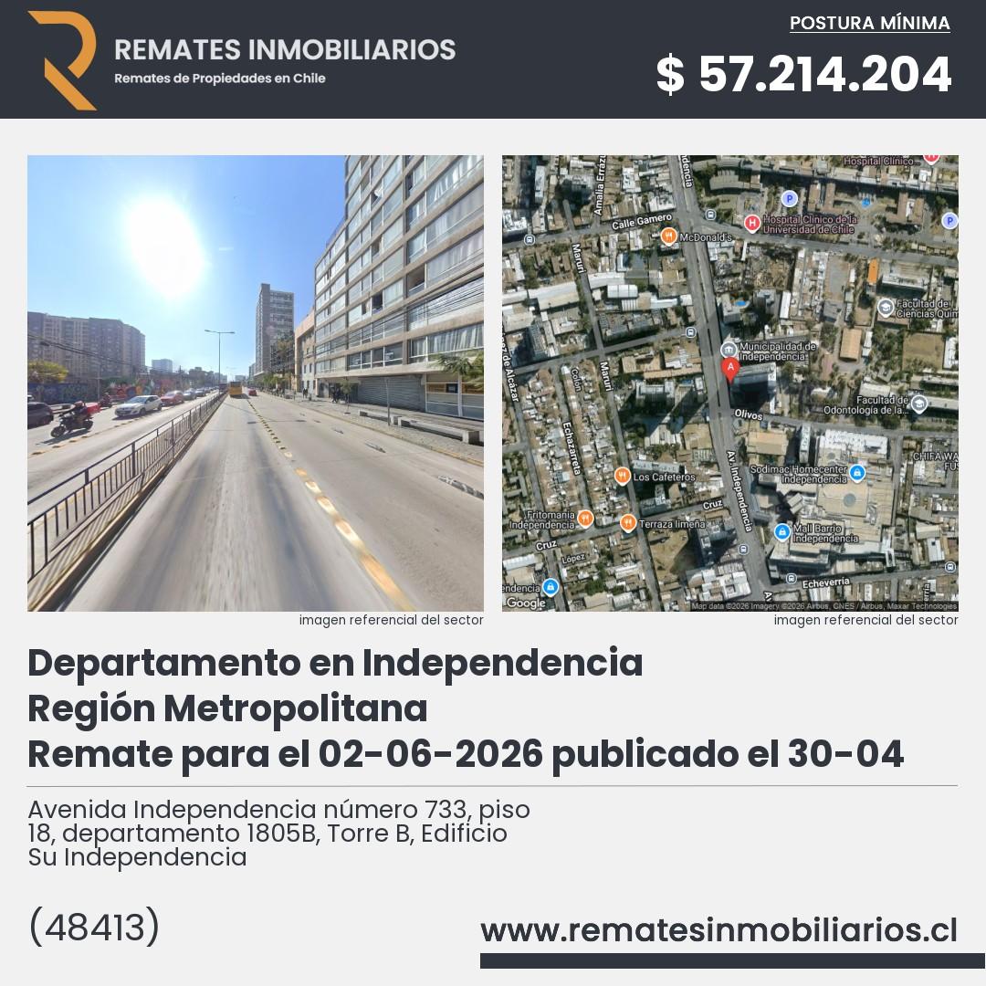 Imagen ficha Avenida Independencia número 733, piso 18, departamento 1805B, Torre B, Edificio Su Independencia