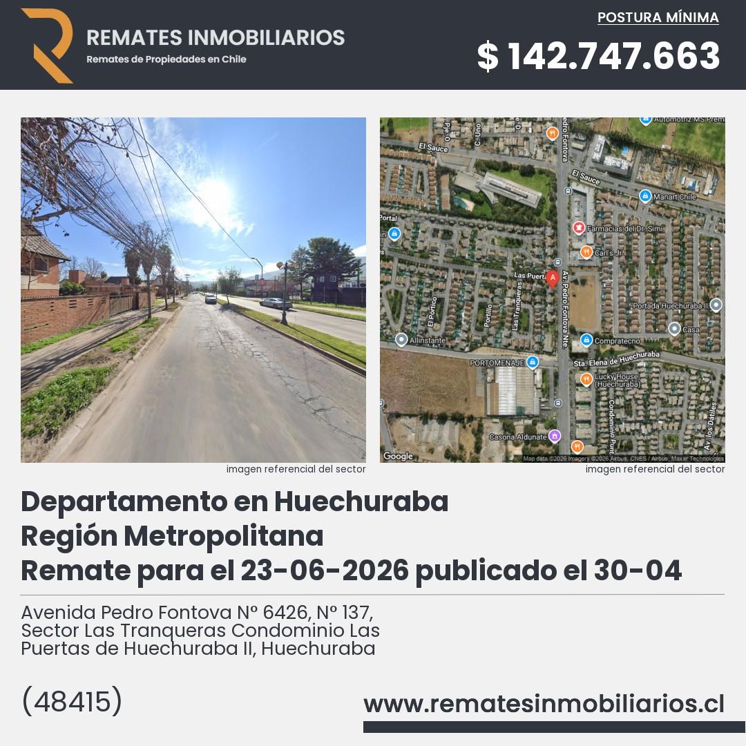 Imagen ficha Avenida Pedro Fontova N° 6426, N° 137, Sector Las Tranqueras Condominio Las Puertas de Huechuraba II, Huechuraba