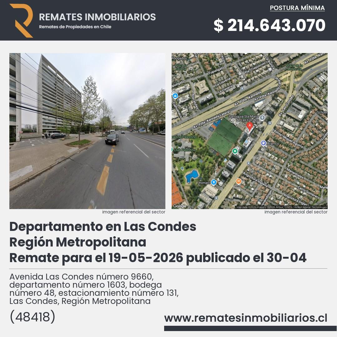 Imagen ficha Avenida Las Condes número 9660, departamento número 1603, bodega número 48, estacionamiento número 131, Las Condes, Región Metropolitana