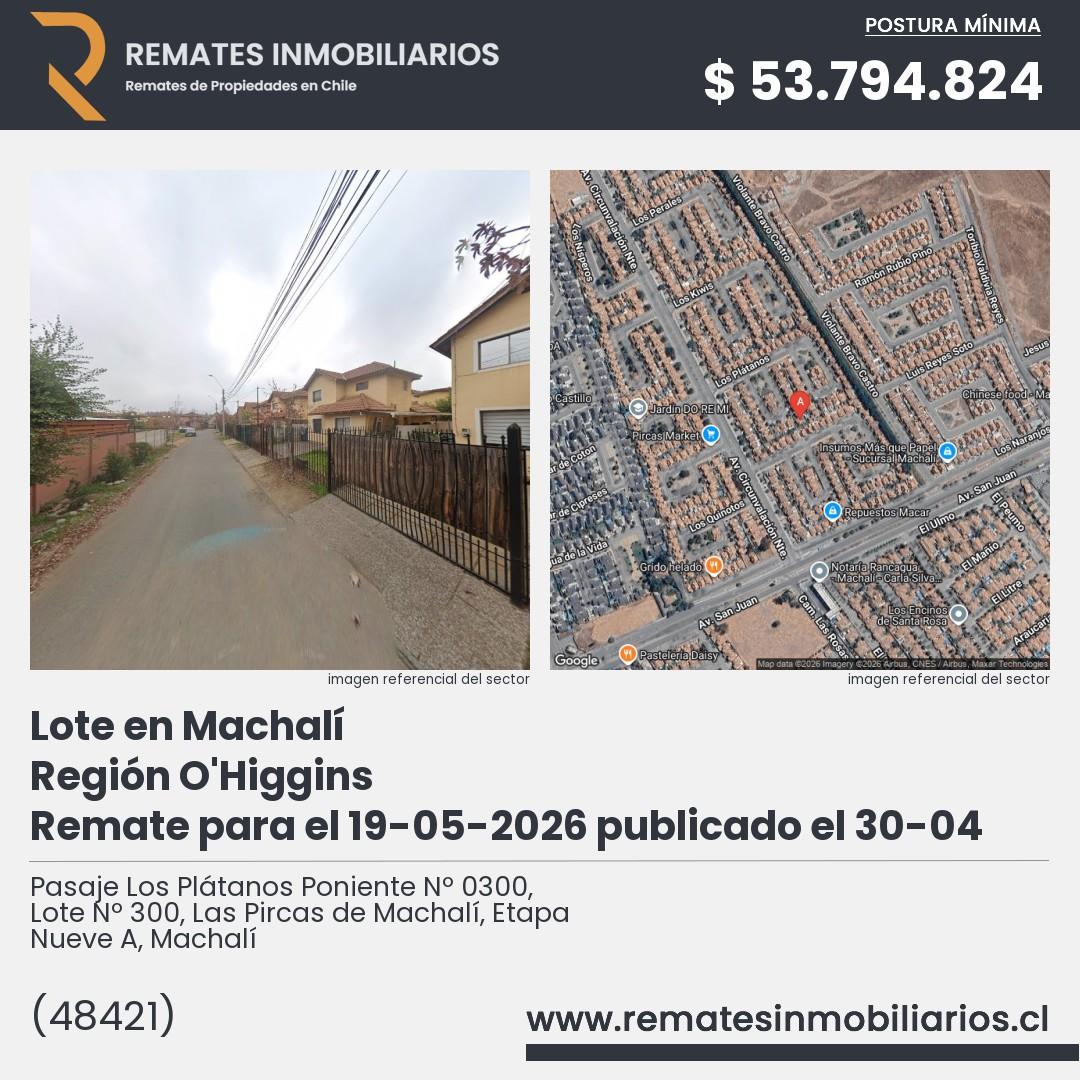 Imagen ficha Pasaje Los Plátanos Poniente Nº 0300, Lote Nº 300, Las Pircas de Machalí, Etapa Nueve A, Machalí