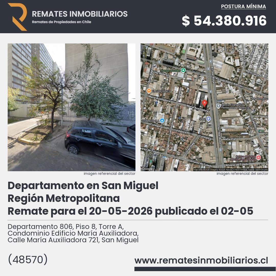 Imagen ficha Departamento 806, Piso 8, Torre A, Condominio Edificio María Auxiliadora, Calle María Auxiliadora 721, San Miguel