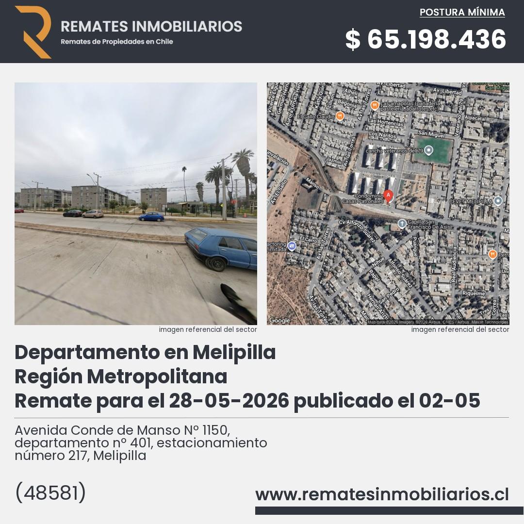 Imagen ficha Avenida Conde de Manso Nº 1150, departamento nº 401, estacionamiento número 217, Melipilla