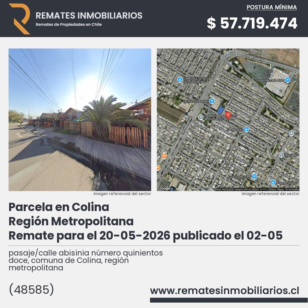 Imagen ficha pasaje/calle abisinia número quinientos doce, comuna de Colina, región metropolitana