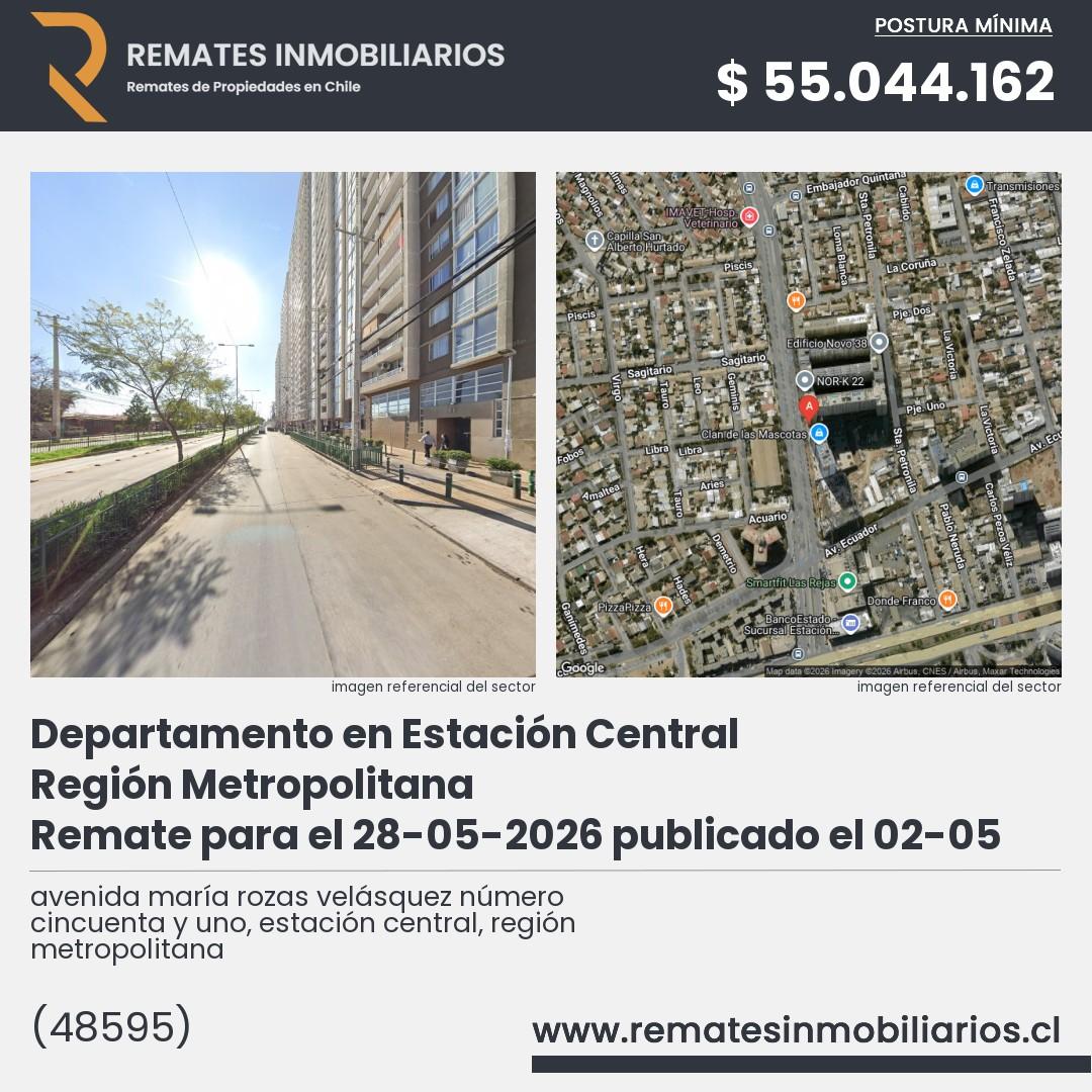 Imagen ficha avenida maría rozas velásquez número cincuenta y uno, estación central, región metropolitana