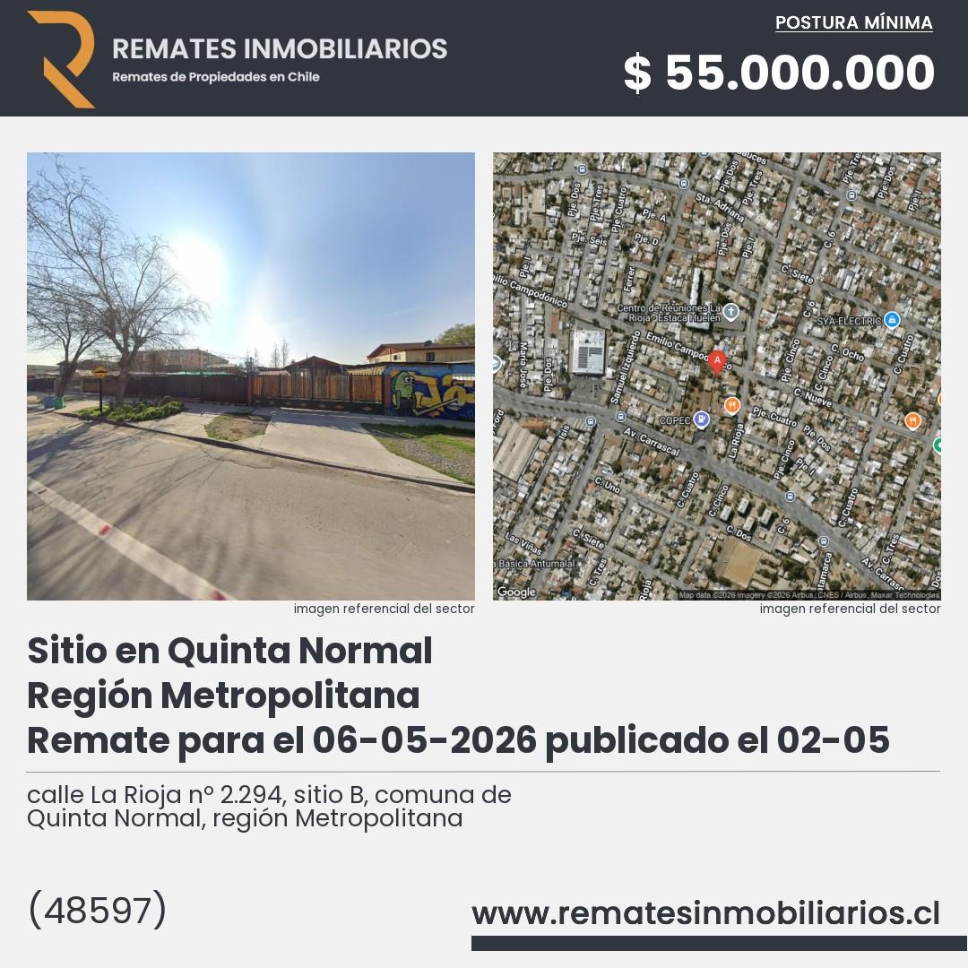 Imagen ficha calle La Rioja nº 2.294, sitio B, comuna de Quinta Normal, región Metropolitana
