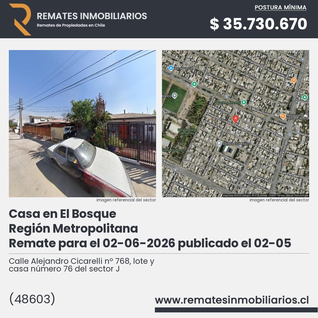 Imagen ficha Calle Alejandro Cicarelli nº 768, lote y casa número 76 del sector J