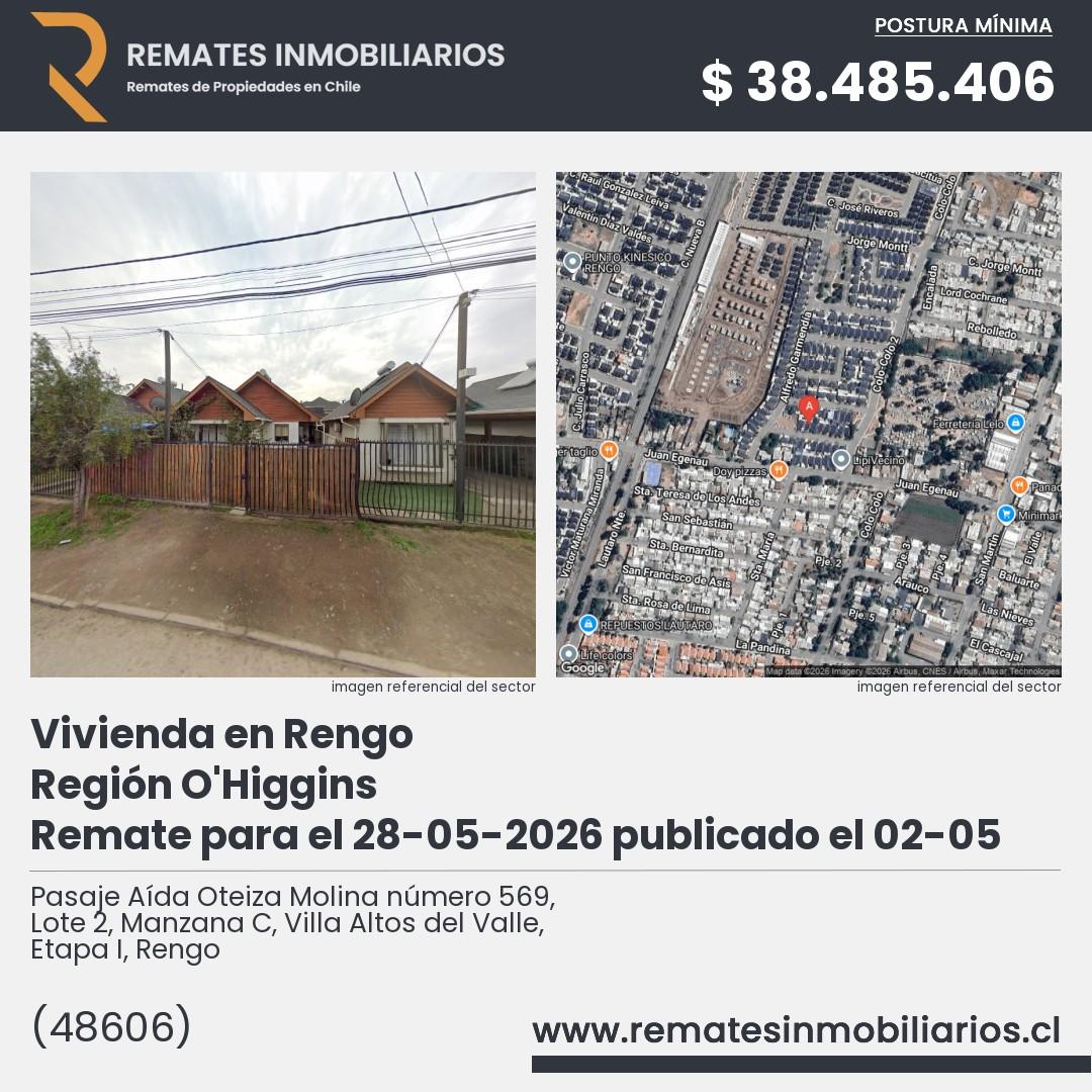 Imagen ficha Pasaje Aída Oteiza Molina número 569, Lote 2, Manzana C, Villa Altos del Valle, Etapa I, Rengo