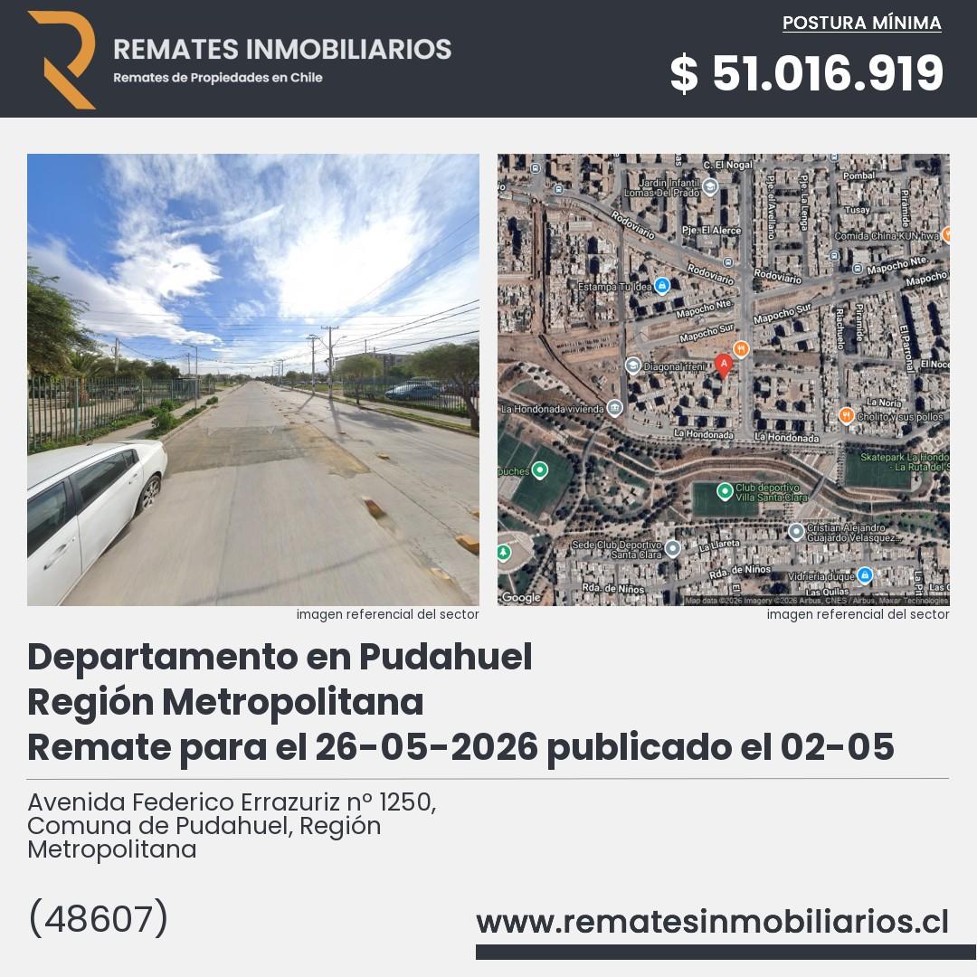 Imagen ficha Avenida Federico Errazuriz nº 1250, Comuna de Pudahuel, Región Metropolitana
