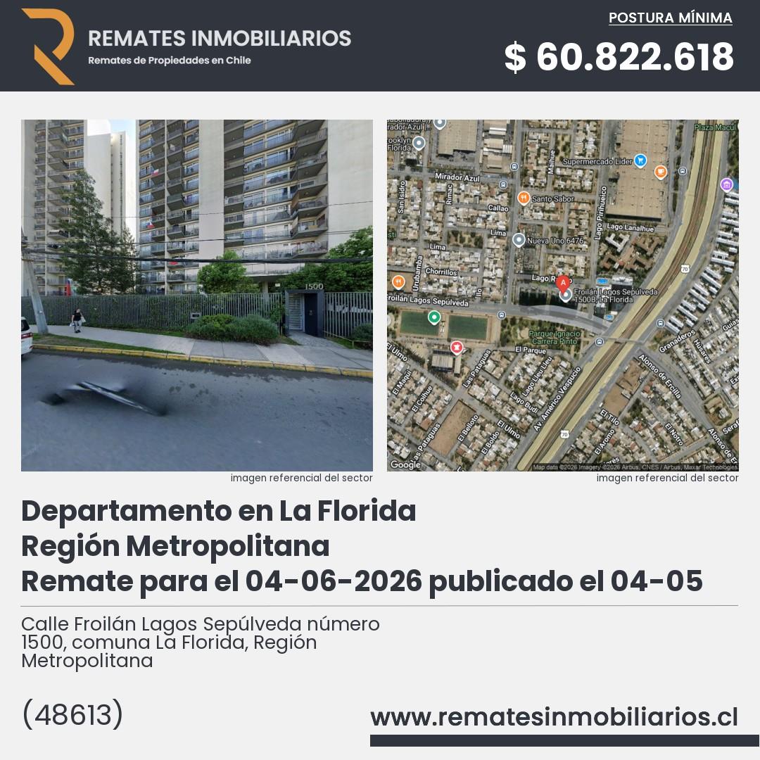 Imagen ficha Calle Froilán Lagos Sepúlveda número 1500, comuna La Florida, Región Metropolitana