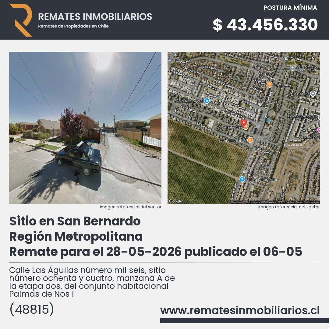 Imagen ficha Calle Las Águilas número mil seis, sitio número ochenta y cuatro, manzana A de la etapa dos, del conjunto habitacional Palmas de Nos I