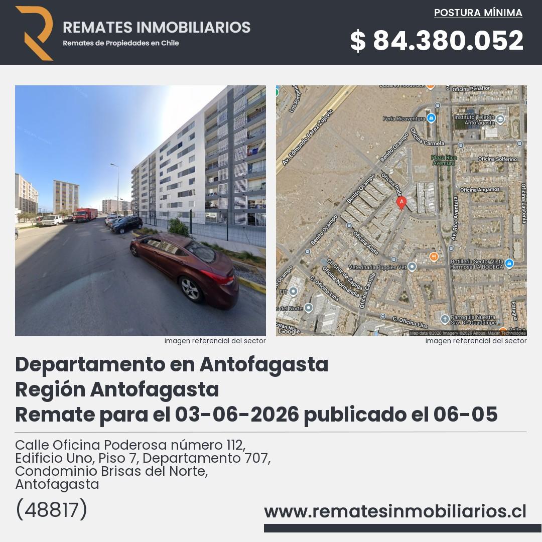Imagen ficha Calle Oficina Poderosa número 112, Edificio Uno, Piso 7, Departamento 707, Condominio Brisas del Norte, Antofagasta