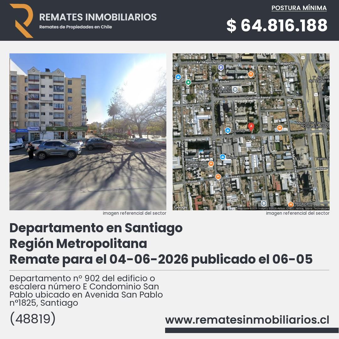Imagen ficha Departamento nº 902 del edificio o escalera número E Condominio San Pablo ubicado en Avenida San Pablo n°1825, Santiago