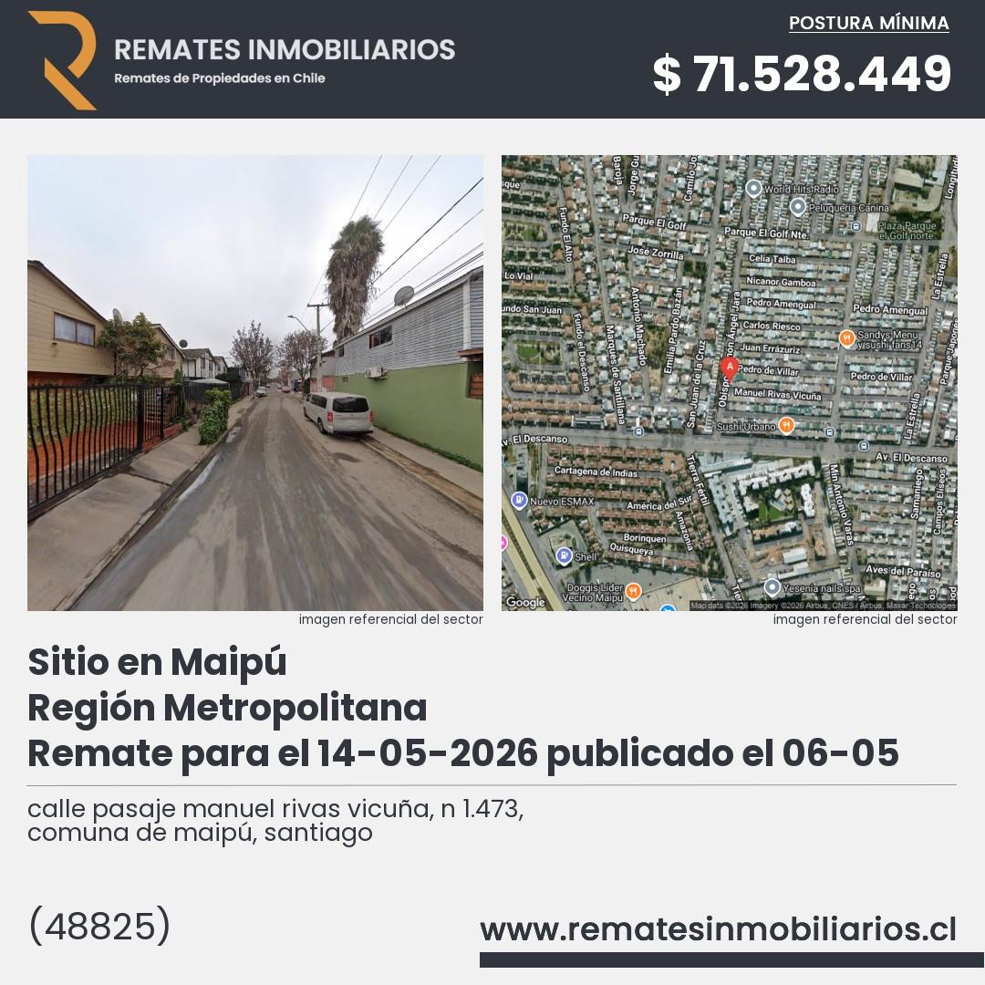 Imagen ficha calle pasaje manuel rivas vicuña, n 1.473, comuna de maipú, santiago