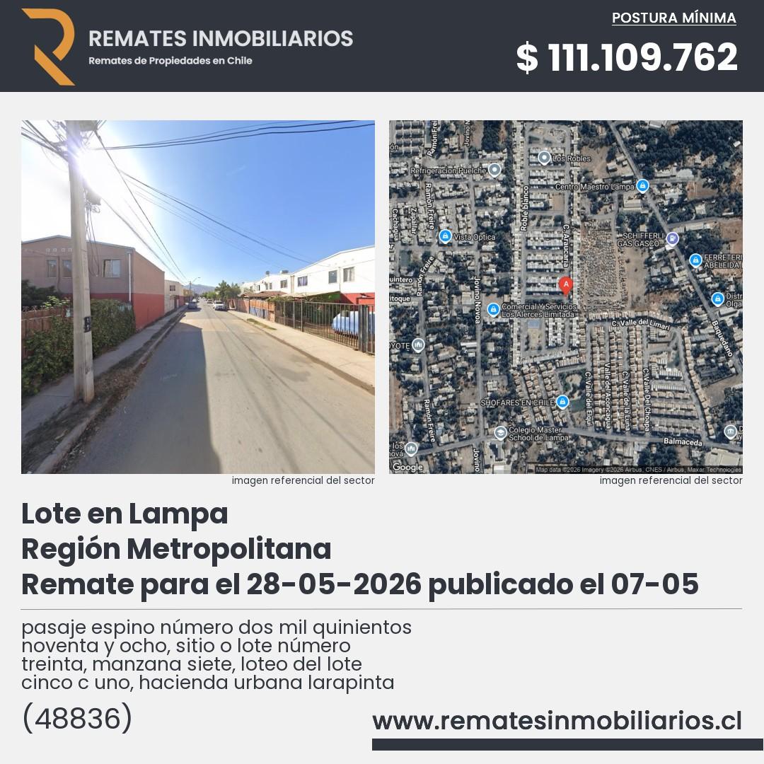 Imagen ficha pasaje espino número dos mil quinientos noventa y ocho, sitio o lote número treinta, manzana siete, loteo del lote cinco c uno, hacienda urbana larapinta