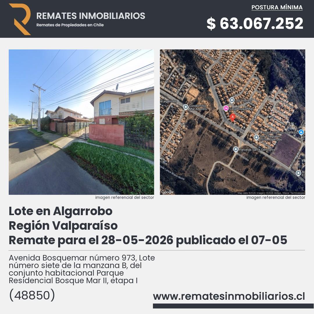 Imagen ficha Avenida Bosquemar número 973, Lote número siete de la manzana B, del conjunto habitacional Parque Residencial Bosque Mar II, etapa I
