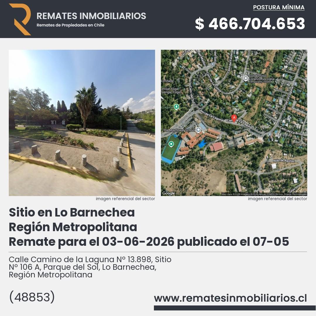 Imagen ficha Calle Camino de la Laguna Nº 13.898, Sitio Nº 106 A, Parque del Sol, Lo Barnechea, Región Metropolitana