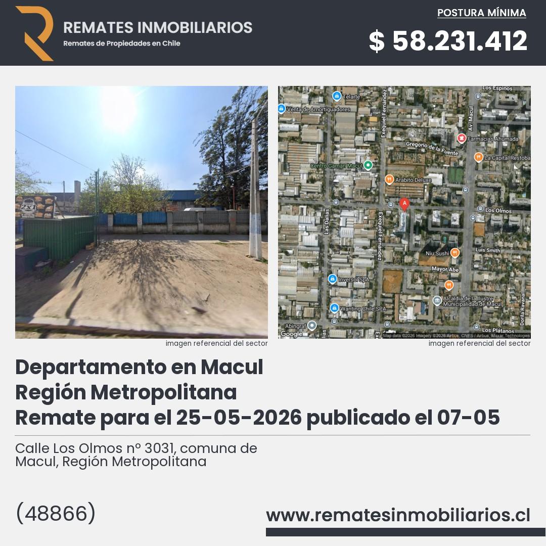 Imagen ficha Calle Los Olmos nº 3031, comuna de Macul, Región Metropolitana