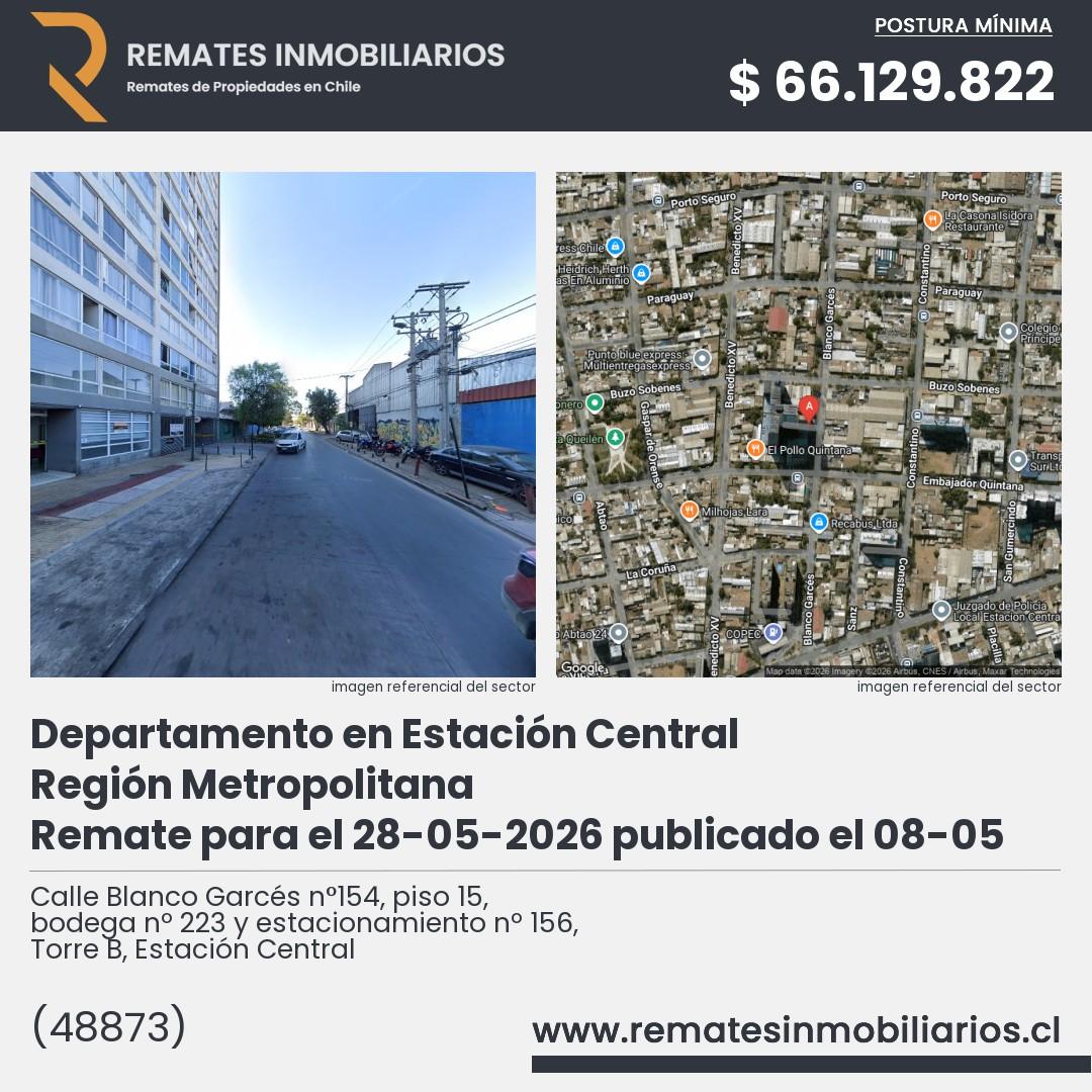 Imagen ficha Calle Blanco Garcés n°154, piso 15, bodega nº 223 y estacionamiento nº 156, Torre B, Estación Central