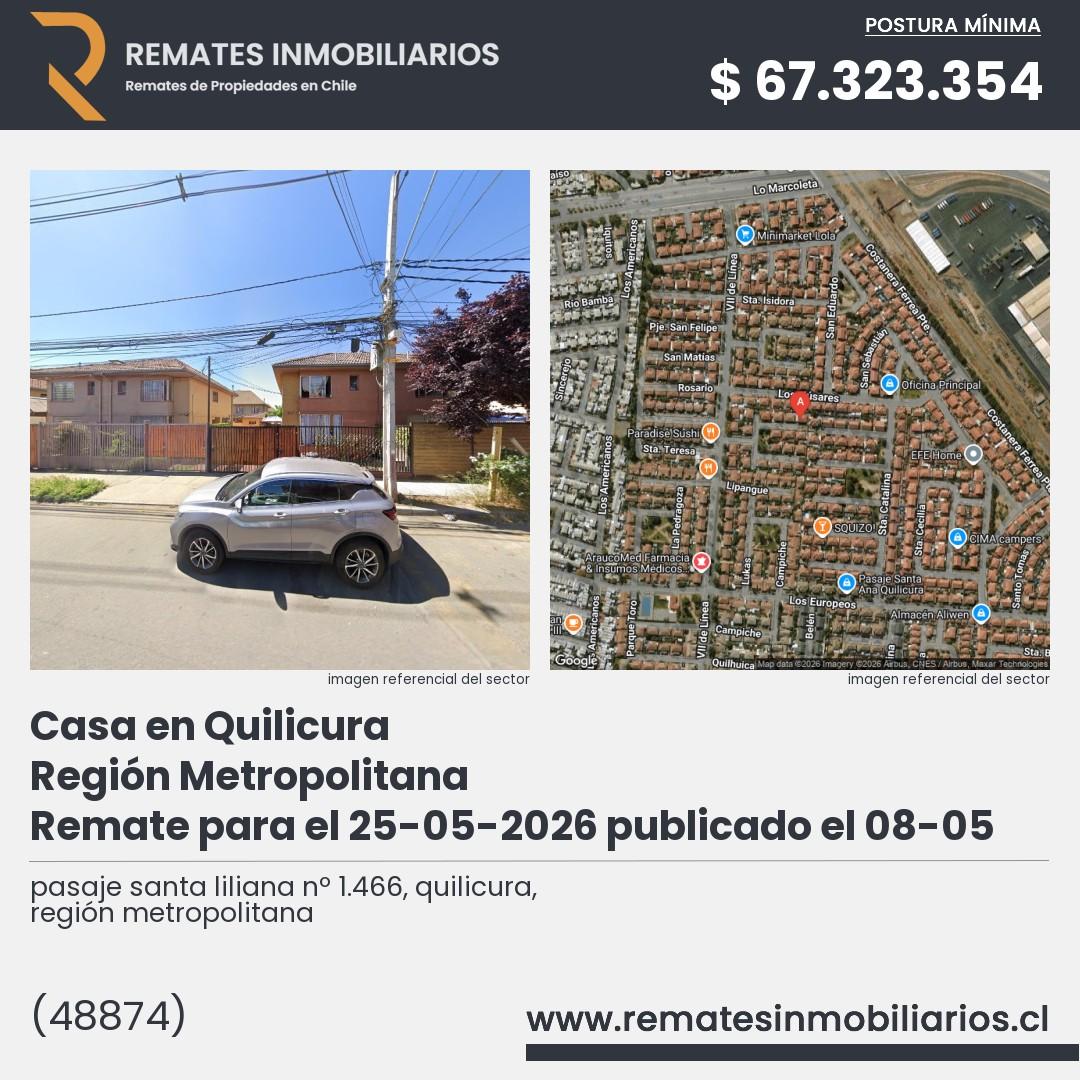 Imagen ficha pasaje santa liliana nº 1.466, quilicura, región metropolitana