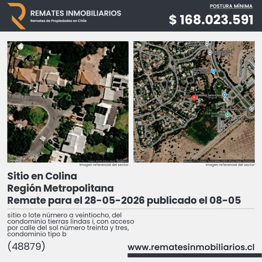 Imagen ficha sitio o lote número a veintiocho, del condominio tierras lindas i, con acceso por calle del sol número treinta y tres, condominio tipo b