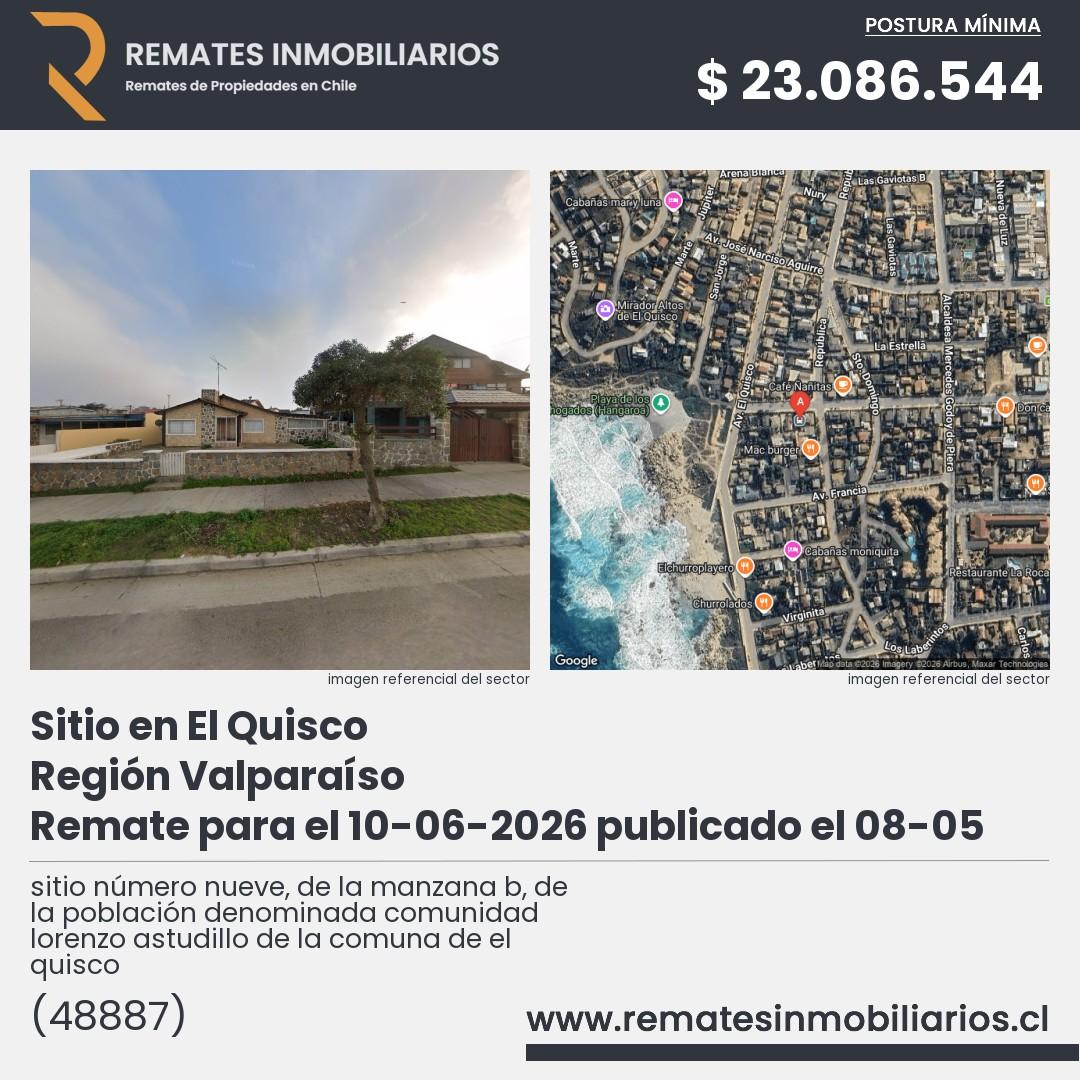 Imagen ficha sitio número nueve, de la manzana b, de la población denominada comunidad lorenzo astudillo de la comuna de el quisco