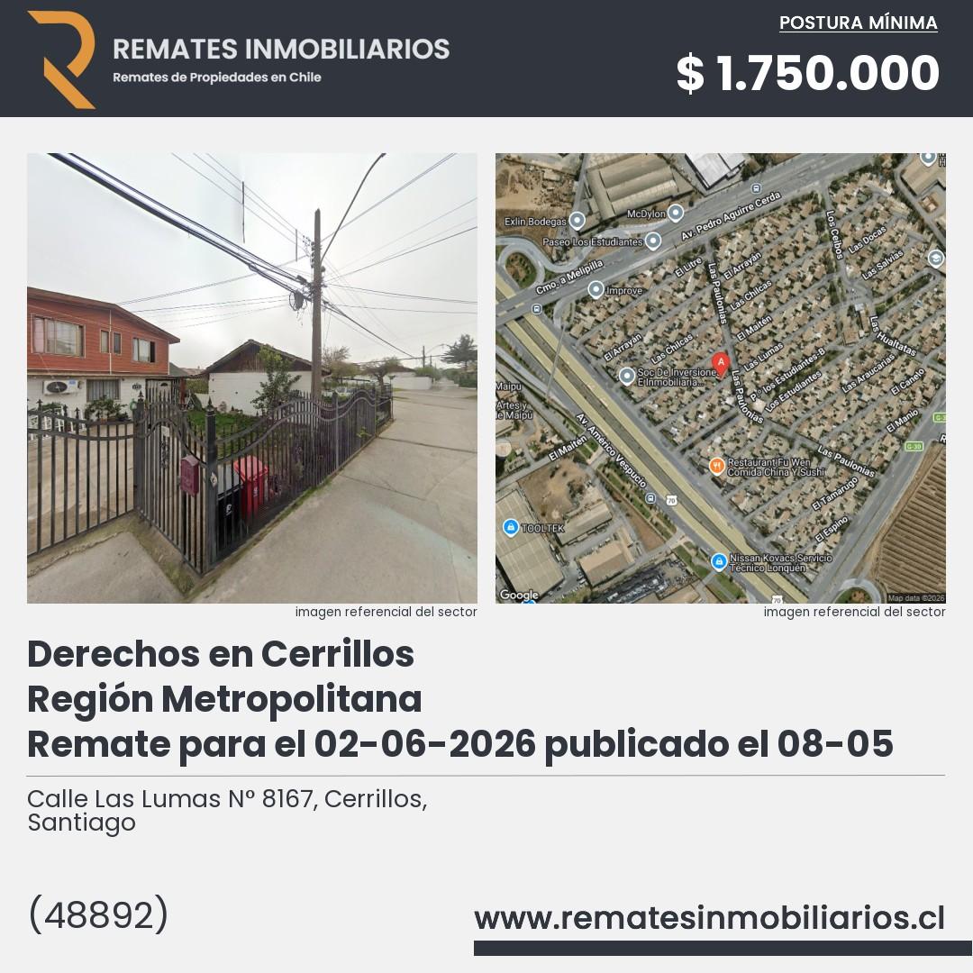 Imagen ficha Calle Las Lumas N° 8167, Cerrillos, Santiago