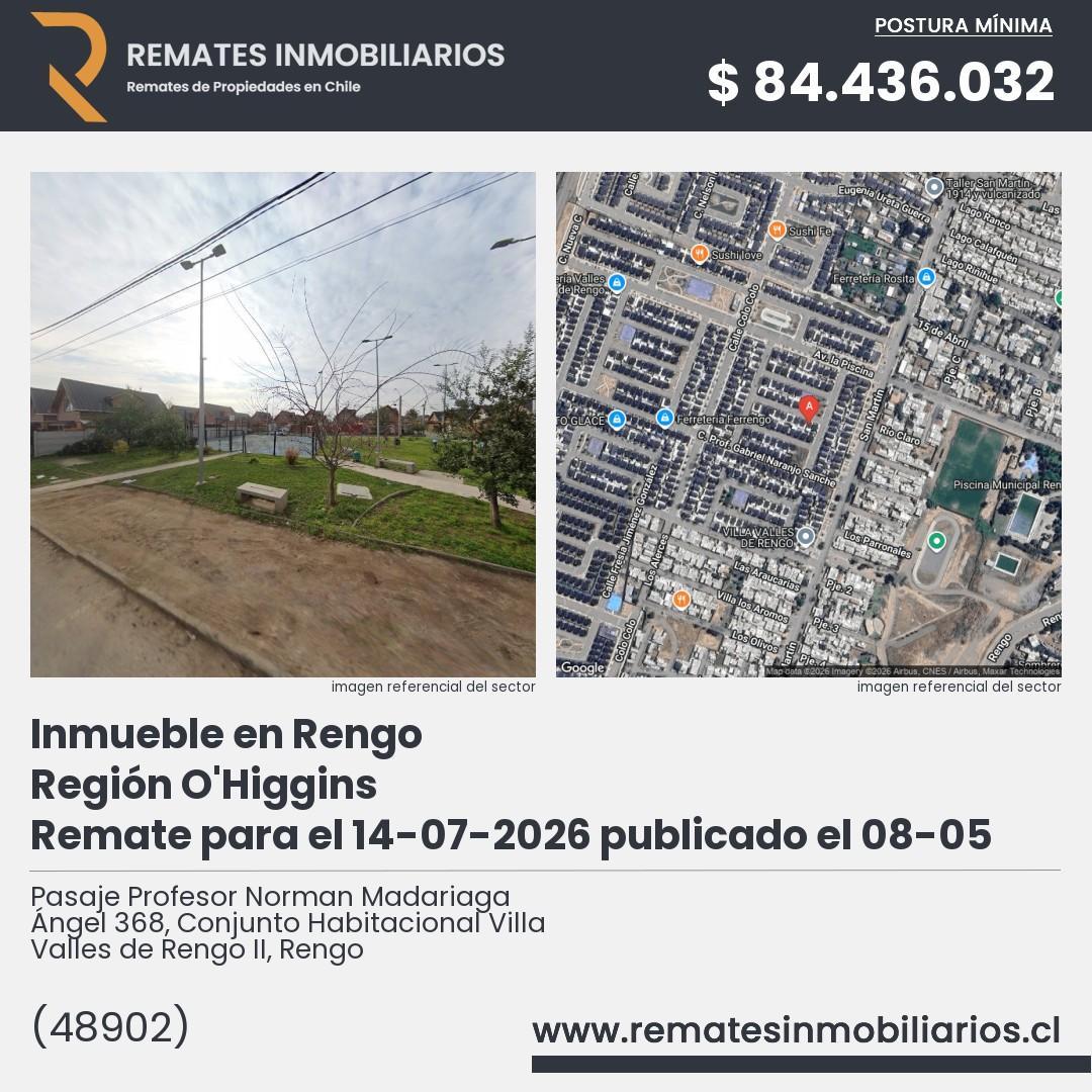 Imagen ficha Pasaje Profesor Norman Madariaga Ángel 368, Conjunto Habitacional Villa Valles de Rengo II, Rengo