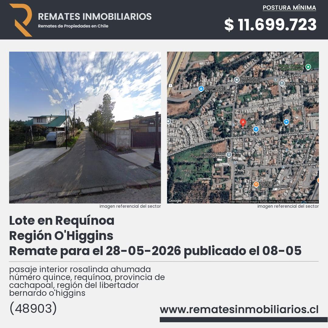 Imagen ficha pasaje interior rosalinda ahumada número quince, requínoa, provincia de cachapoal, región del libertador bernardo o