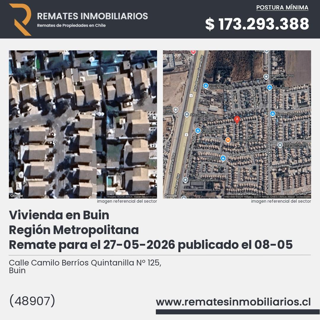 Imagen ficha Calle Camilo Berríos Quintanilla Nº 125, Buin