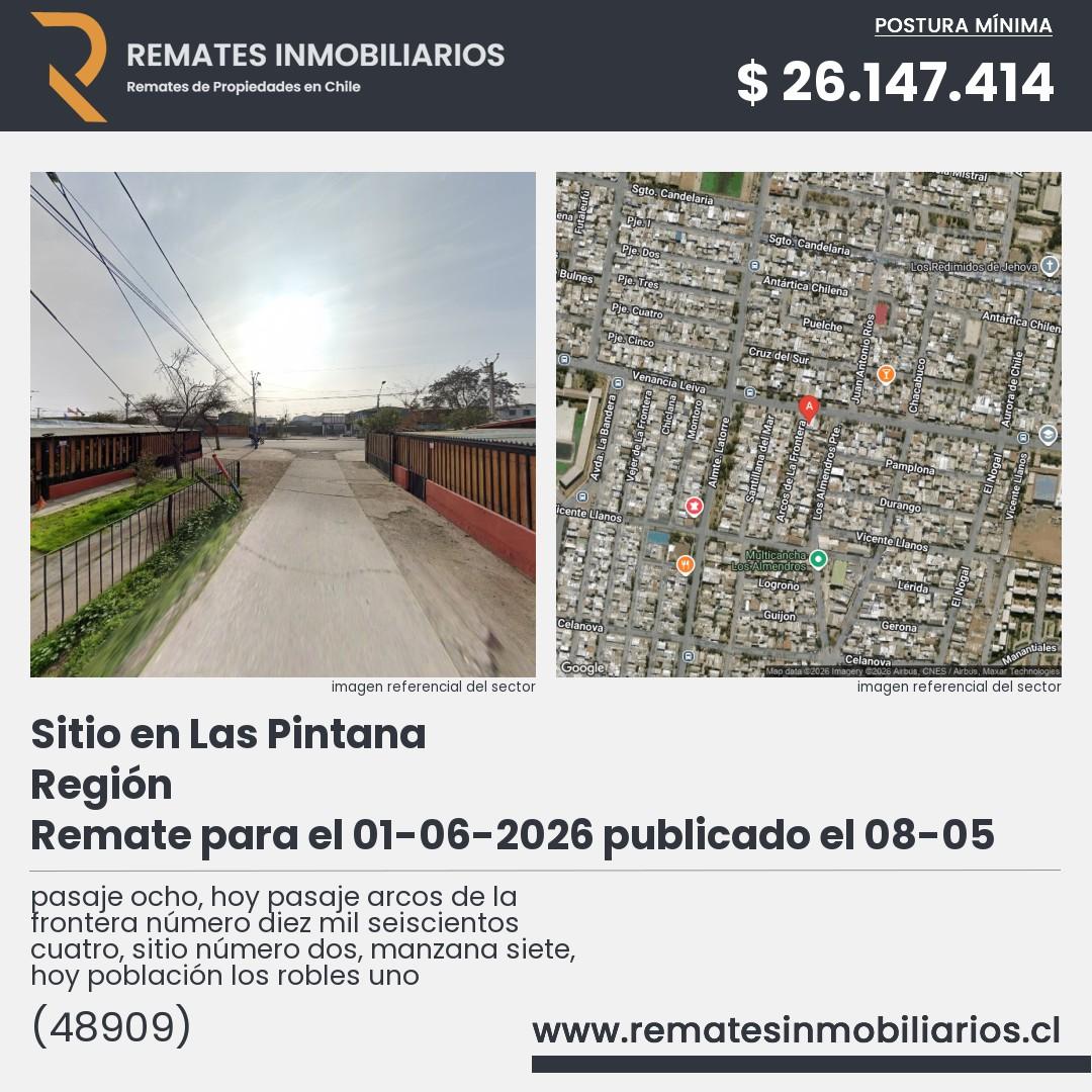 Imagen ficha pasaje ocho, hoy pasaje arcos de la frontera número diez mil seiscientos cuatro, sitio número dos, manzana siete, hoy población los robles uno