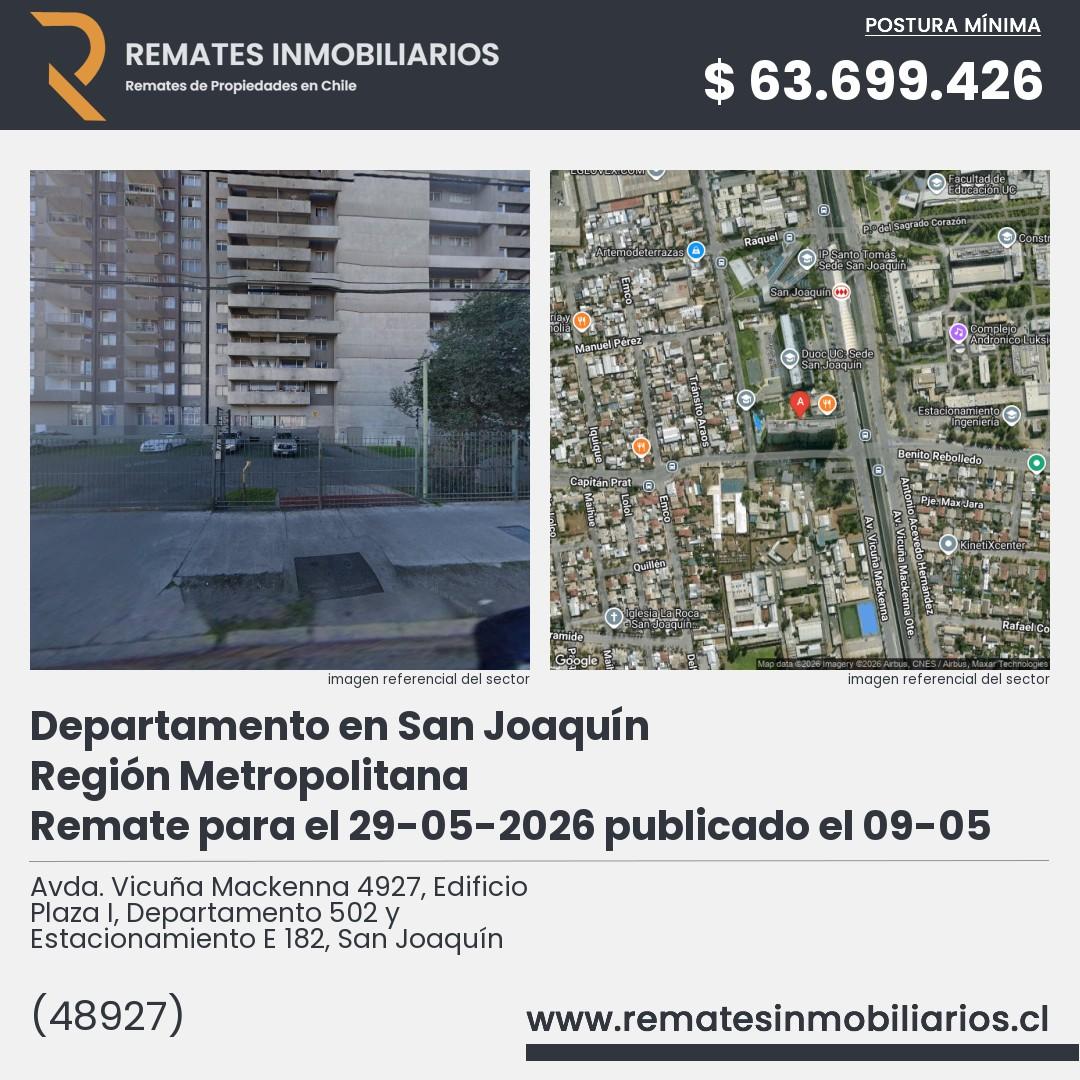 Imagen ficha Avda. Vicuña Mackenna 4927, Edificio Plaza I, Departamento 502 y Estacionamiento E 182, San Joaquín