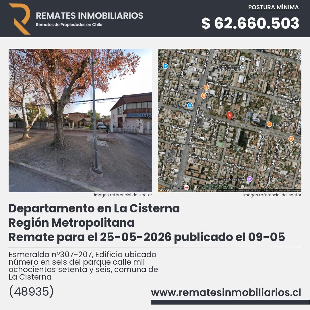 Imagen ficha Esmeralda nº307-207, Edificio ubicado número en seis del parque calle mil ochocientos setenta y seis, comuna de La Cisterna
