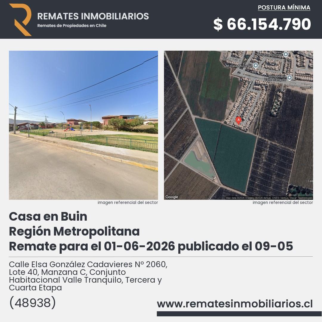 Imagen ficha Calle Elsa González Cadavieres Nº 2060, Lote 40, Manzana C, Conjunto Habitacional Valle Tranquilo, Tercera y Cuarta Etapa