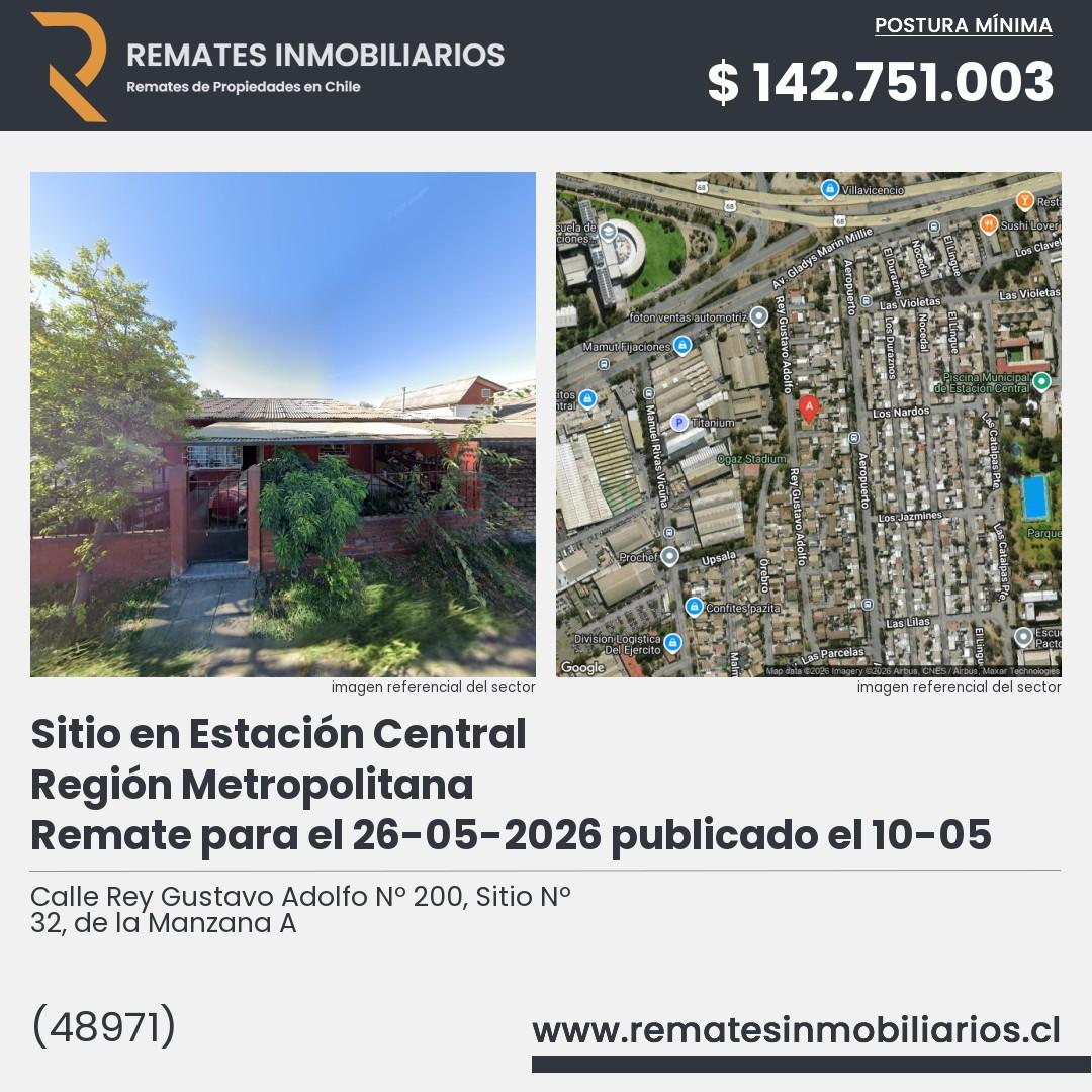 Imagen ficha Calle Rey Gustavo Adolfo Nº 200, Sitio Nº 32, de la Manzana A