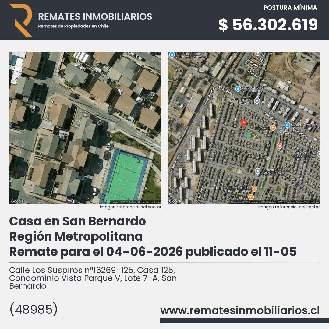 Imagen ficha Calle Los Suspiros n°16269-125, Casa 125, Condominio Vista Parque V, Lote 7-A, San Bernardo