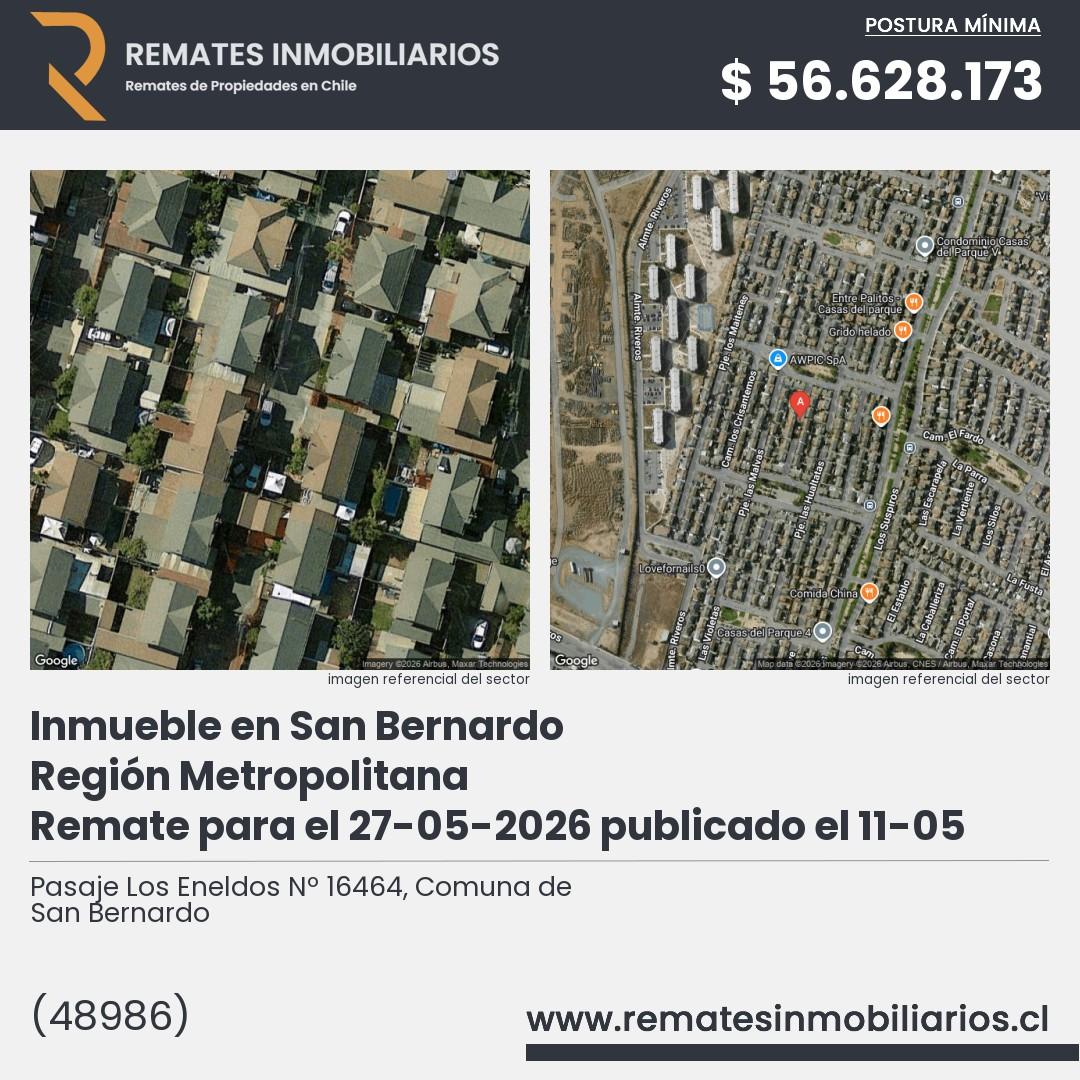 Imagen ficha Pasaje Los Eneldos Nº 16464, Comuna de San Bernardo