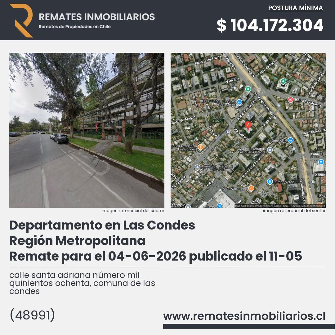 Imagen ficha calle santa adriana número mil quinientos ochenta, comuna de las condes