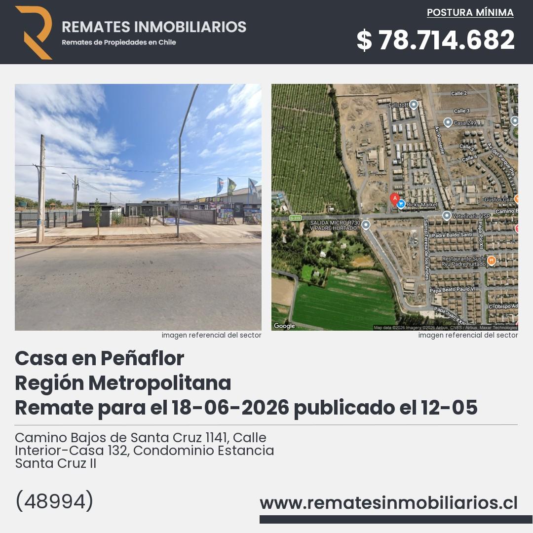 Imagen ficha Camino Bajos de Santa Cruz 1141, Calle Interior-Casa 132, Condominio Estancia Santa Cruz II
