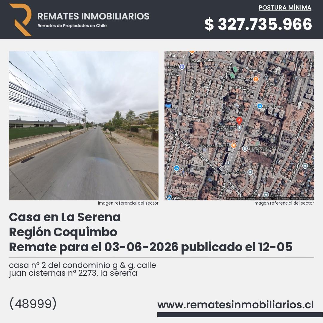 Imagen ficha casa n° 2 del condominio g & g, calle juan cisternas n° 2273, la serena