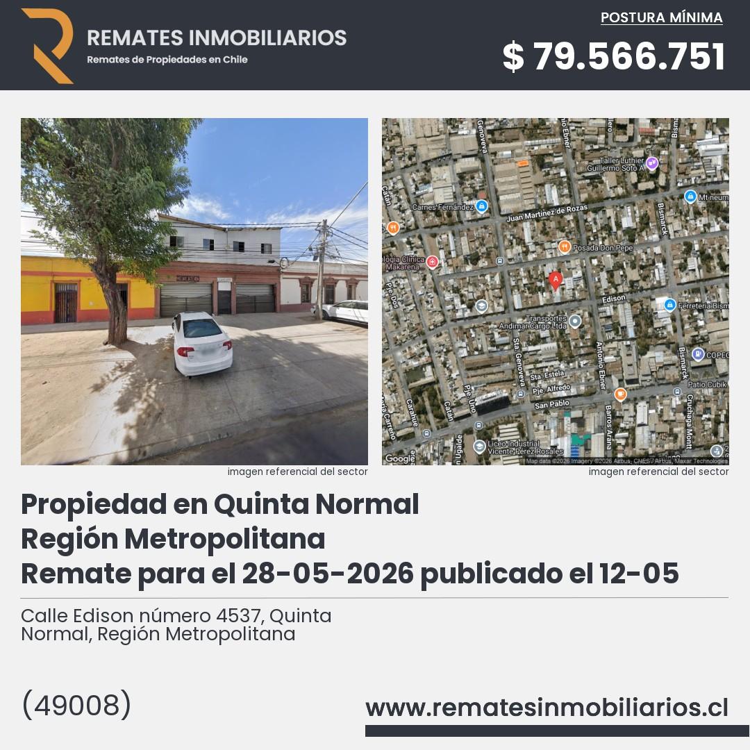 Imagen ficha Calle Edison número 4537, Quinta Normal, Región Metropolitana